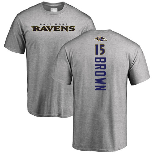 Men Baltimore Ravens Ash Marquise Brown Backer NFL Football #15 T Shirt